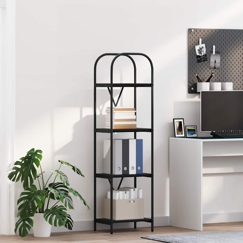 Hyllsystem 4 nivåer 40 x 30 x 146 cm Konstruerat trä Svart Ek