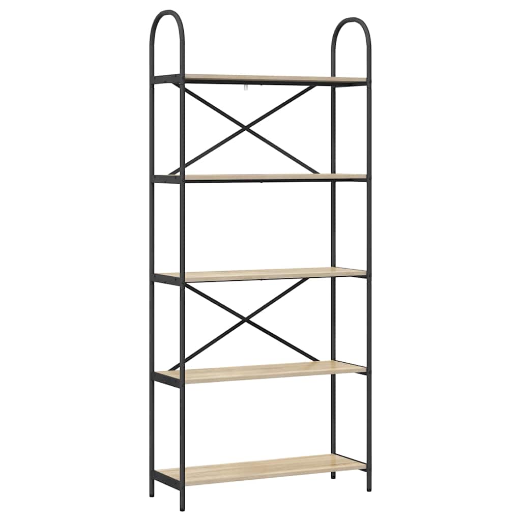 Hyllsystem 5 nivåer 80 x 30 x 183 cm Konstruerat trä Sonoma-ek
