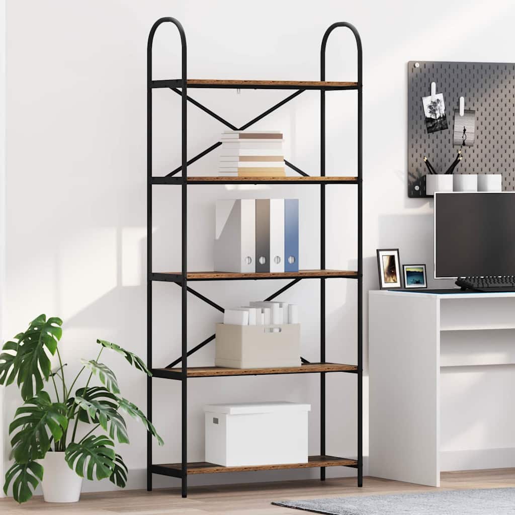 Hyllsystem 5 nivåer 80 x 30 x 183 cm Konstruerat trä