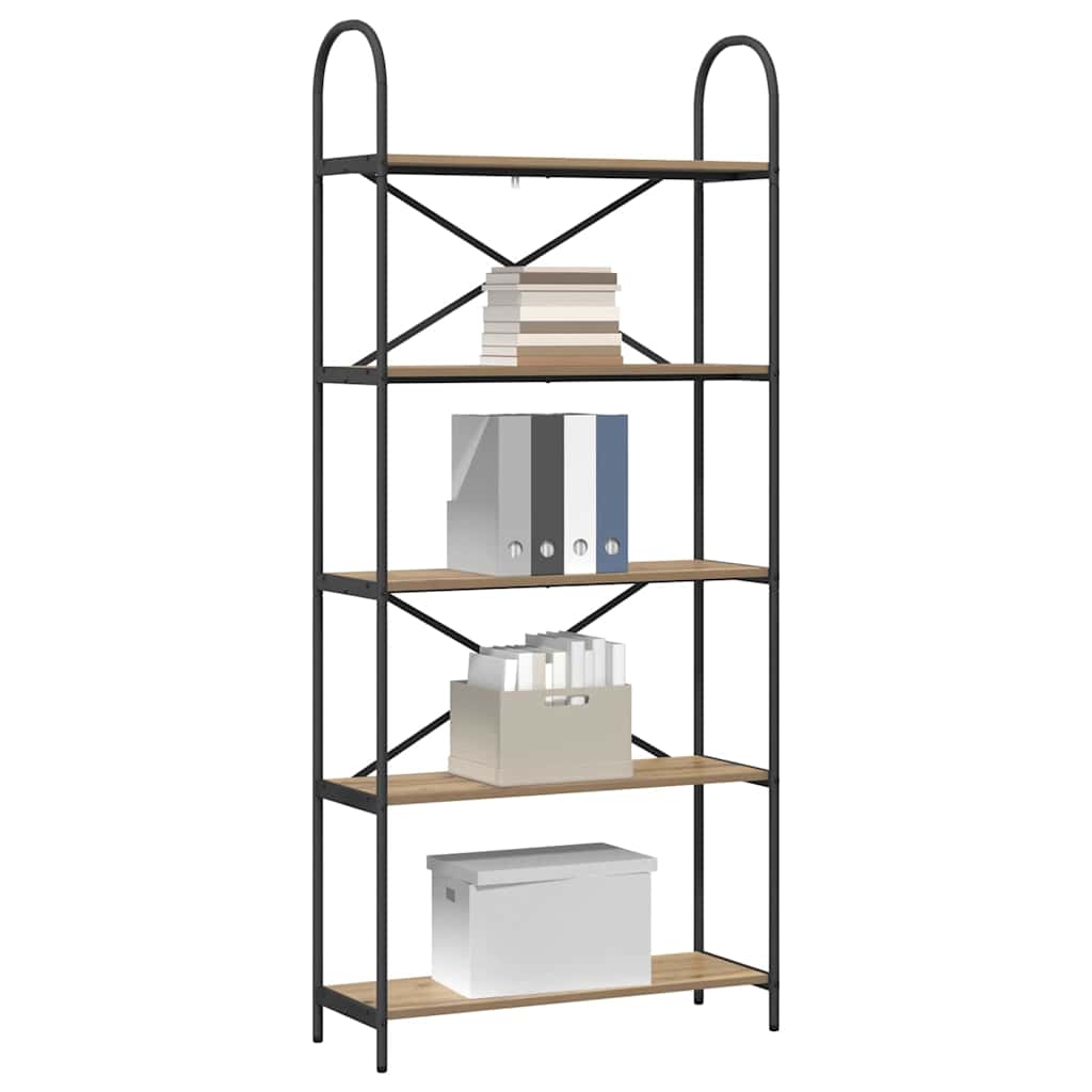 Hyllsystem 5 nivåer 80 x 30 x 183 cm Konstruerat trä Artisan Ek