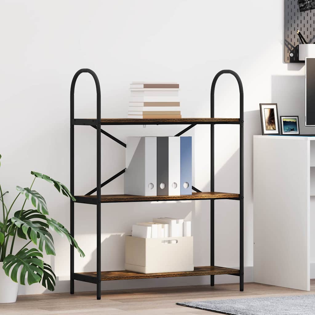Hyllsystem 3 nivåer 80 x 30 x 109 cm Konstruerat trä Rökt ek