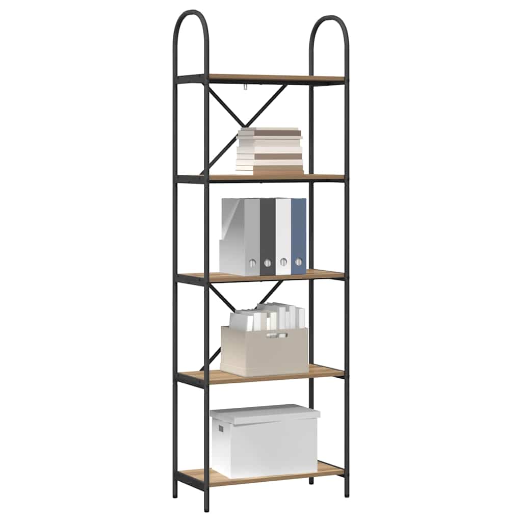 Hyllsystem 5 nivåer 60 x 30 x 183 cm Konstruerat trä Artisan Ek