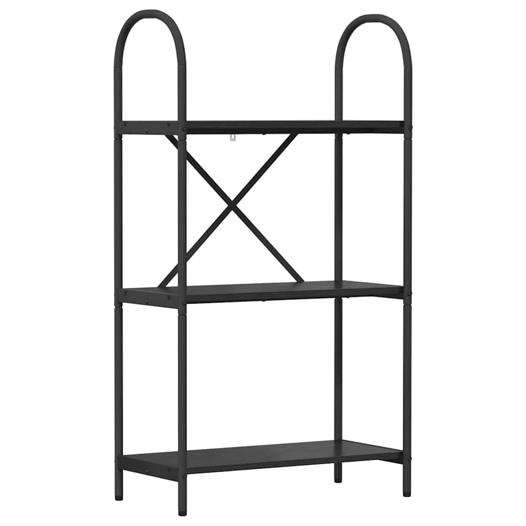 Hyllsystem 3 nivåer 60 x 30 x 109 cm Konstruerat trä Svart Ek
