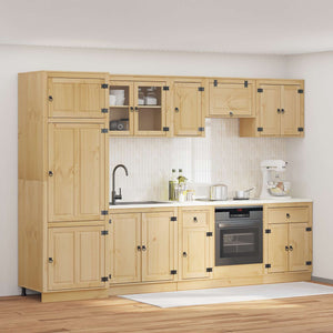 Skåp med låda med hylla med lagring 9 pcs Honung Massiv furu