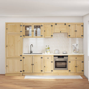 Skåp med låda med hylla med lagring 9 pcs Honung Massiv furu