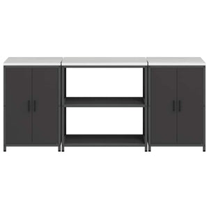 Köksförvaringsset med hylla 3 pcs Svart Kallvalsat stål