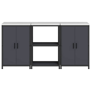 Köksförvaringsset med hylla 3 pcs Antracit Kallvalsat stål