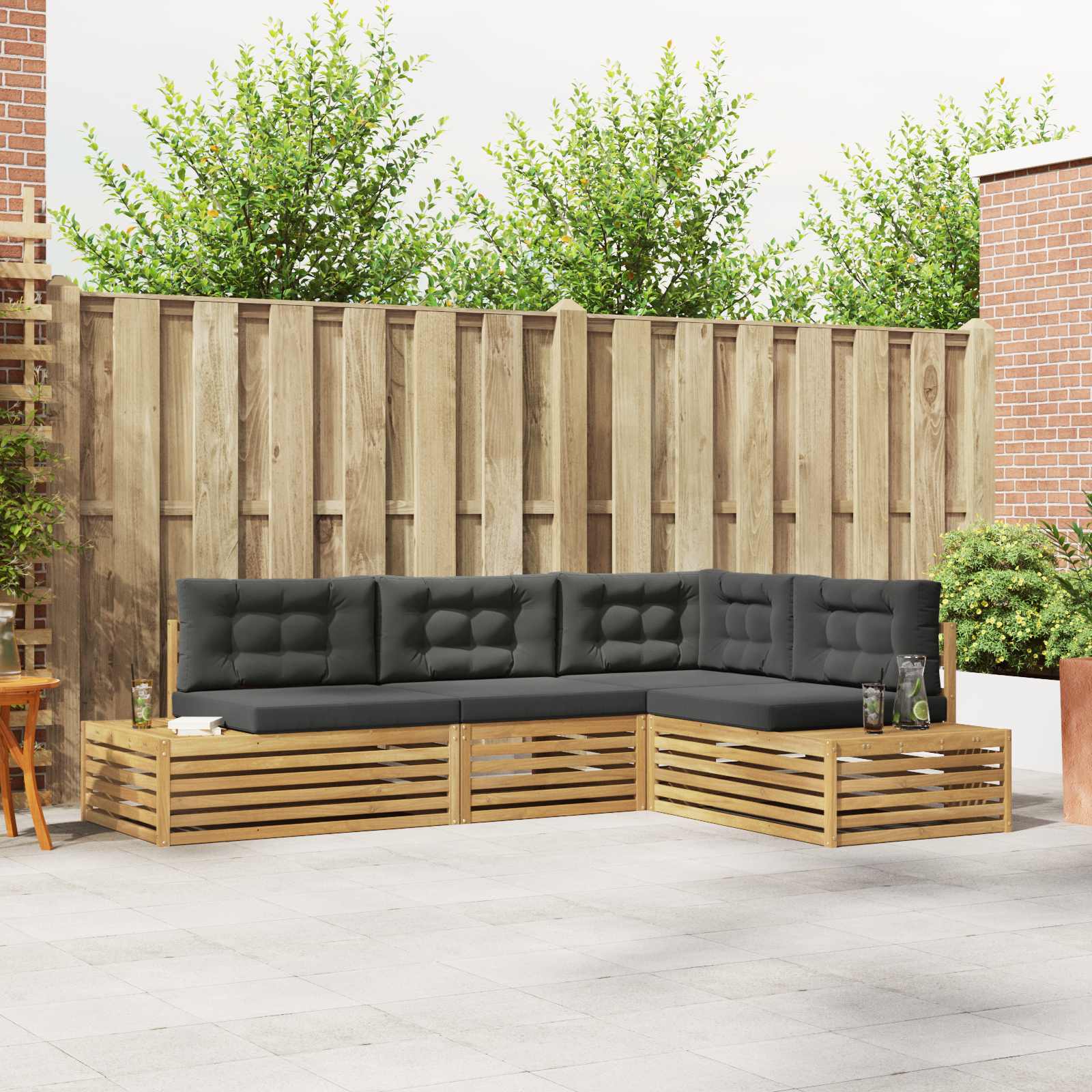 4 Stycke Utomhussoffset Polyester Vit