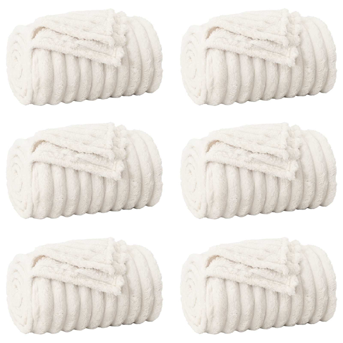 Filtar 6 st Gräddvit 240 x 220 cm 8.76 kg Fleece