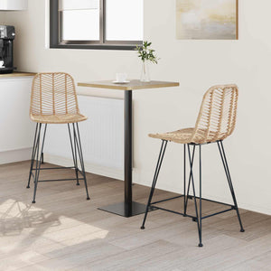 Barstol 2 pcs Naturfärg 44,5 x 54,5 x 97,5 cm Rattan och Järn