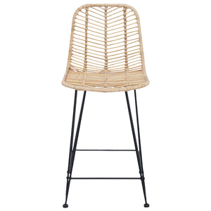 Barstol 2 pcs Naturfärg 44,5 x 54,5 x 97,5 cm Rattan och Järn