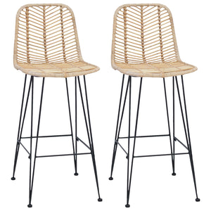 Barstol 2 pcs Naturfärg 44,5 x 53 x 111 cm Rattan och Järn