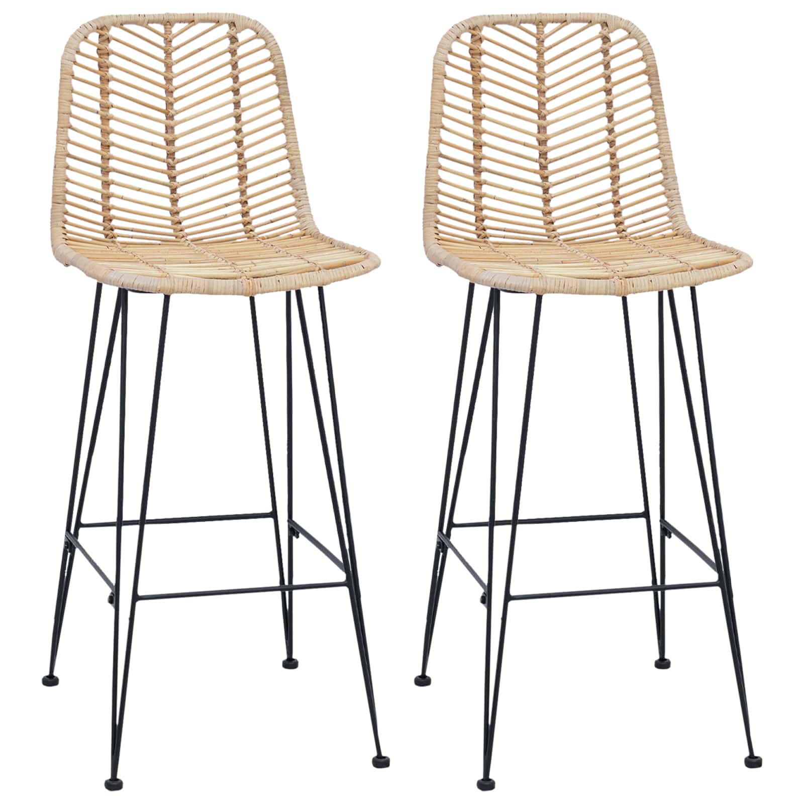 Barstol 2 st Naturfärg 44 x 52 x 111 cm Rattan och Järn