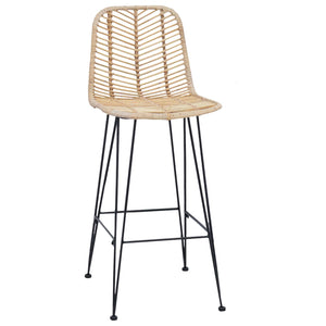 Barstol 2 pcs Naturfärg 44,5 x 53 x 111 cm Rattan och Järn