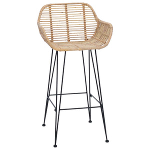 Barstol 2 pcs Naturfärg 55 x 52 x 92 cm Rattan och Järn