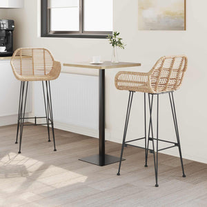 Barstol 2 pcs Naturfärg 55 x 52 x 105 cm Rattan och Järn