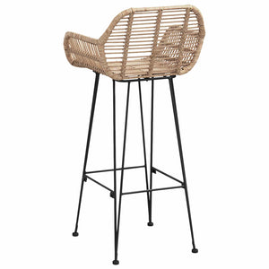 Barstol 2 pcs Naturfärg 55 x 52 x 105 cm Rattan och Järn