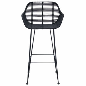 Barstol 2 pcs Svart 55 x 52 x 92 cm Rattan och Järn