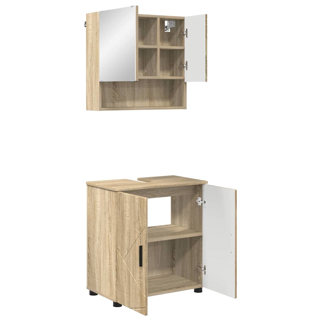 Badrumsmöbelset 2 pcs Sonoma-ek Konstruerat trä & Metall