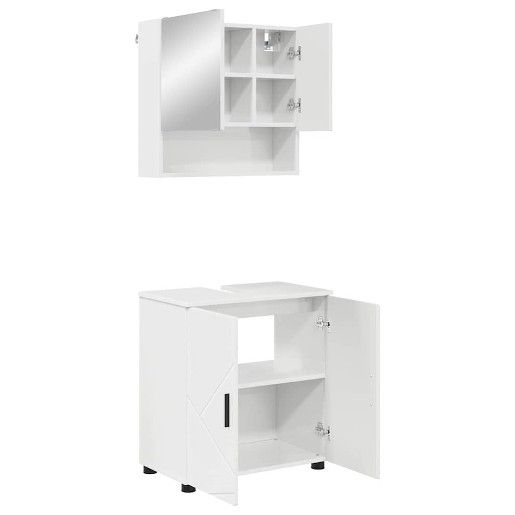 Badrumsmöbelset 2 st Högblanka vita 61 x 35 x 64 cm