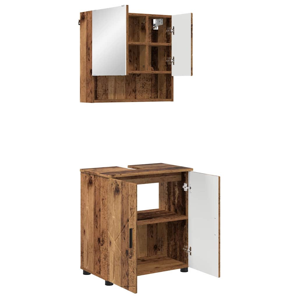 Badrumsmöbelset 2 st Gammalt trä 61 x 35 x 64 cm