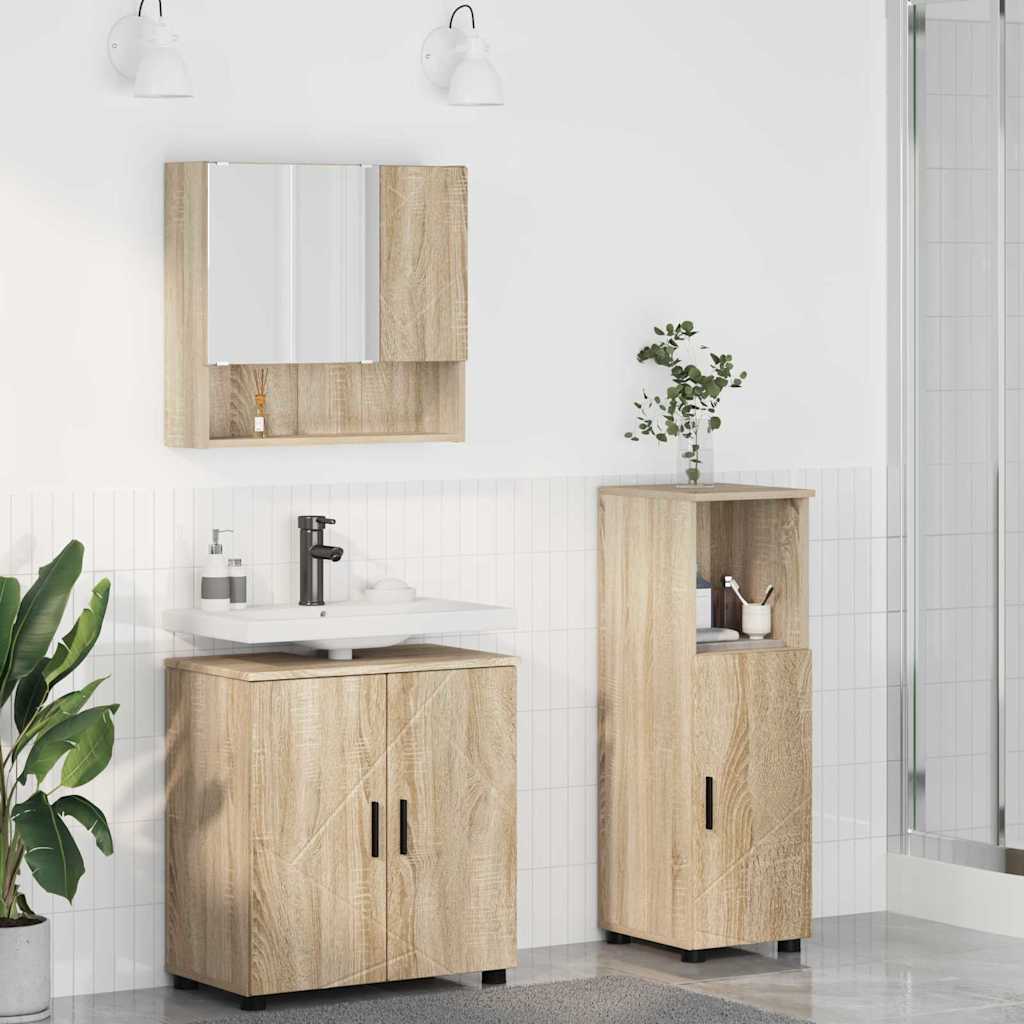Badrumsmöbelset 3 st Sonoma-ek 61 x 35 x 64 cm
