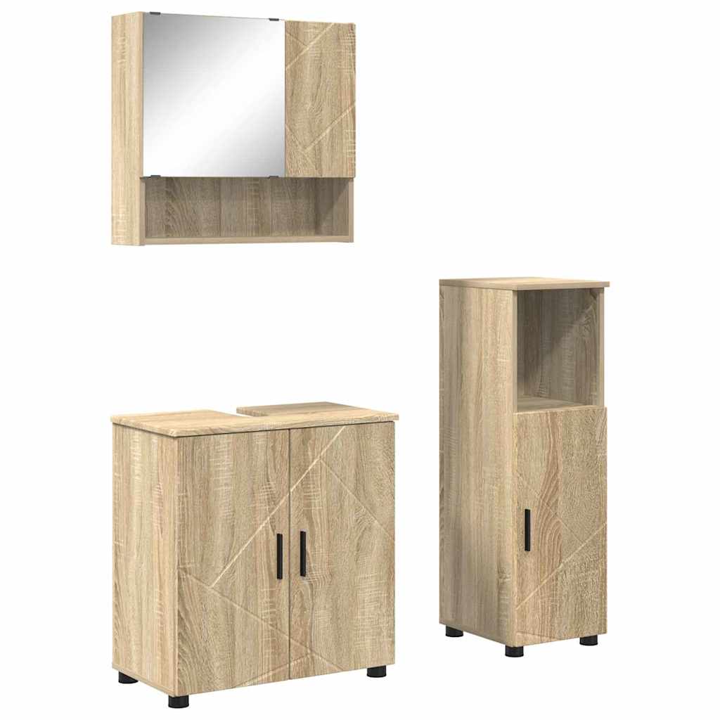 Badrumsmöbelset 3 st Sonoma-ek 61 x 35 x 64 cm