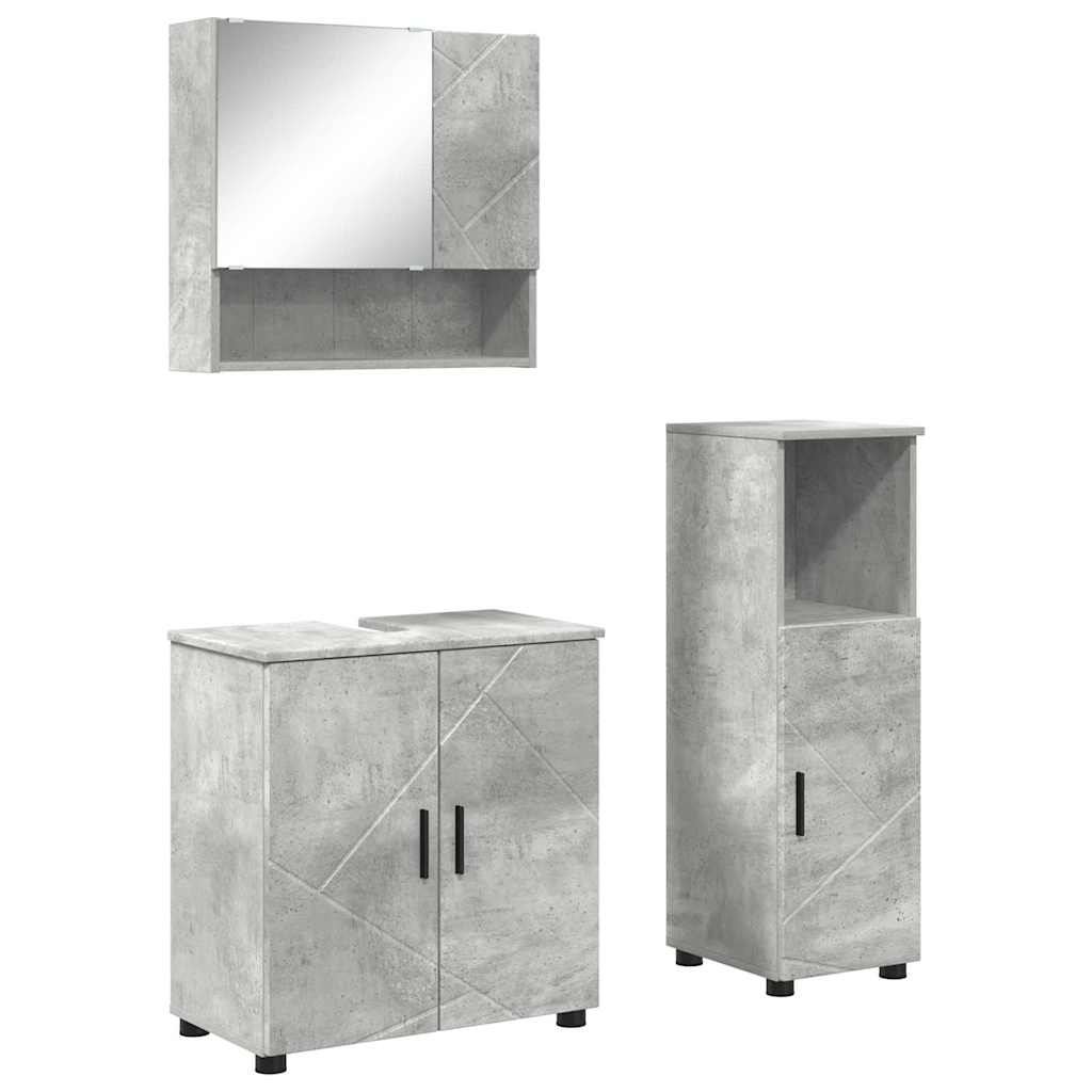 Badrumsmöbelset 3 st Betonggrå 61 x 35 x 64 cm
