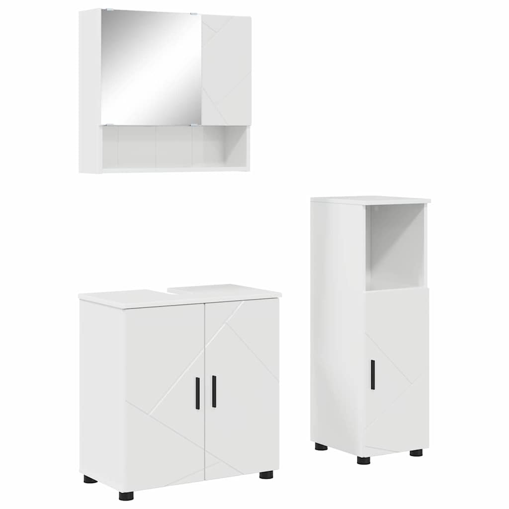 Badrumsmöbelset 3 st Högblanka vita 61 x 35 x 64 cm