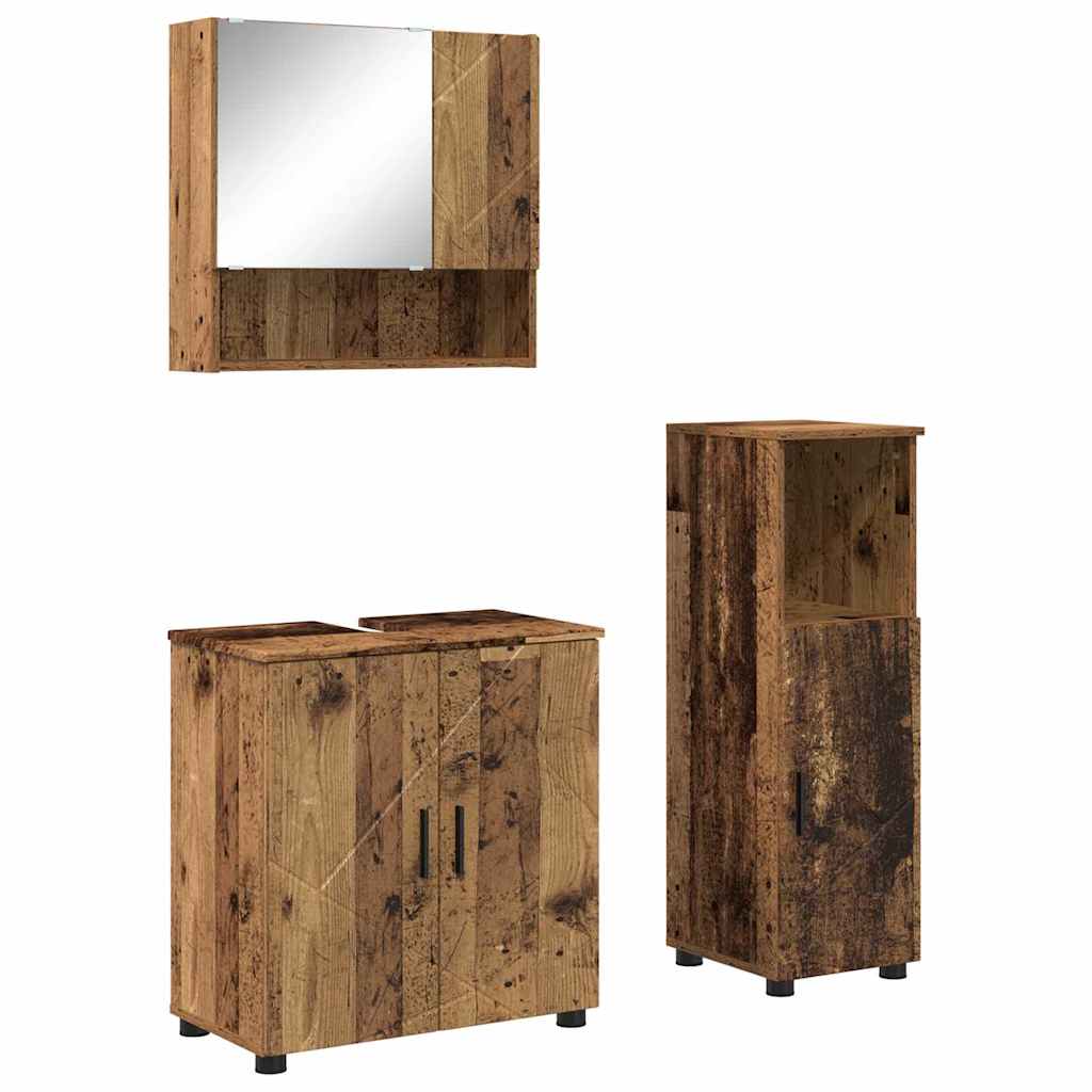 Badrumsmöbelset 3 st Gammalt trä 61 x 35 x 64 cm