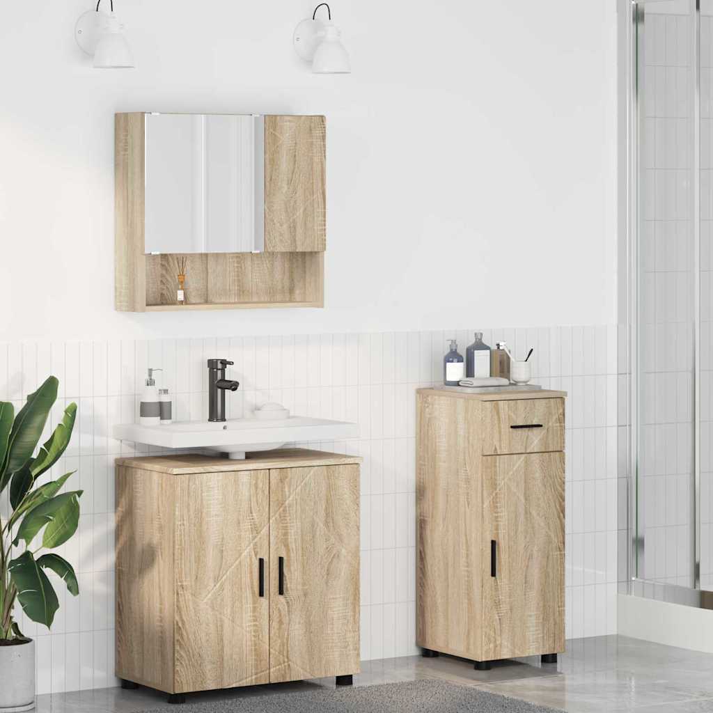 Badrumsmöbelset 3 st Sonoma-ek 61 x 35 x 64 cm