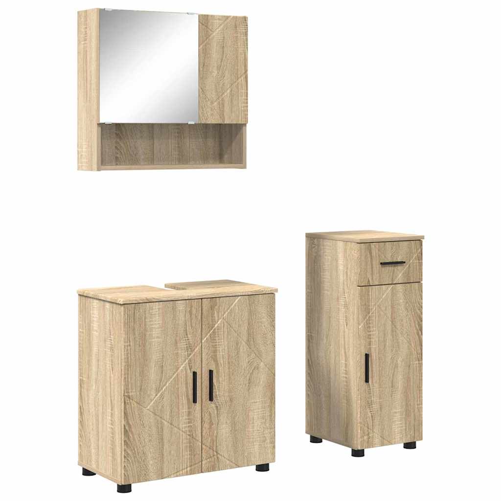 Badrumsmöbelset 3 st Sonoma-ek 61 x 35 x 64 cm