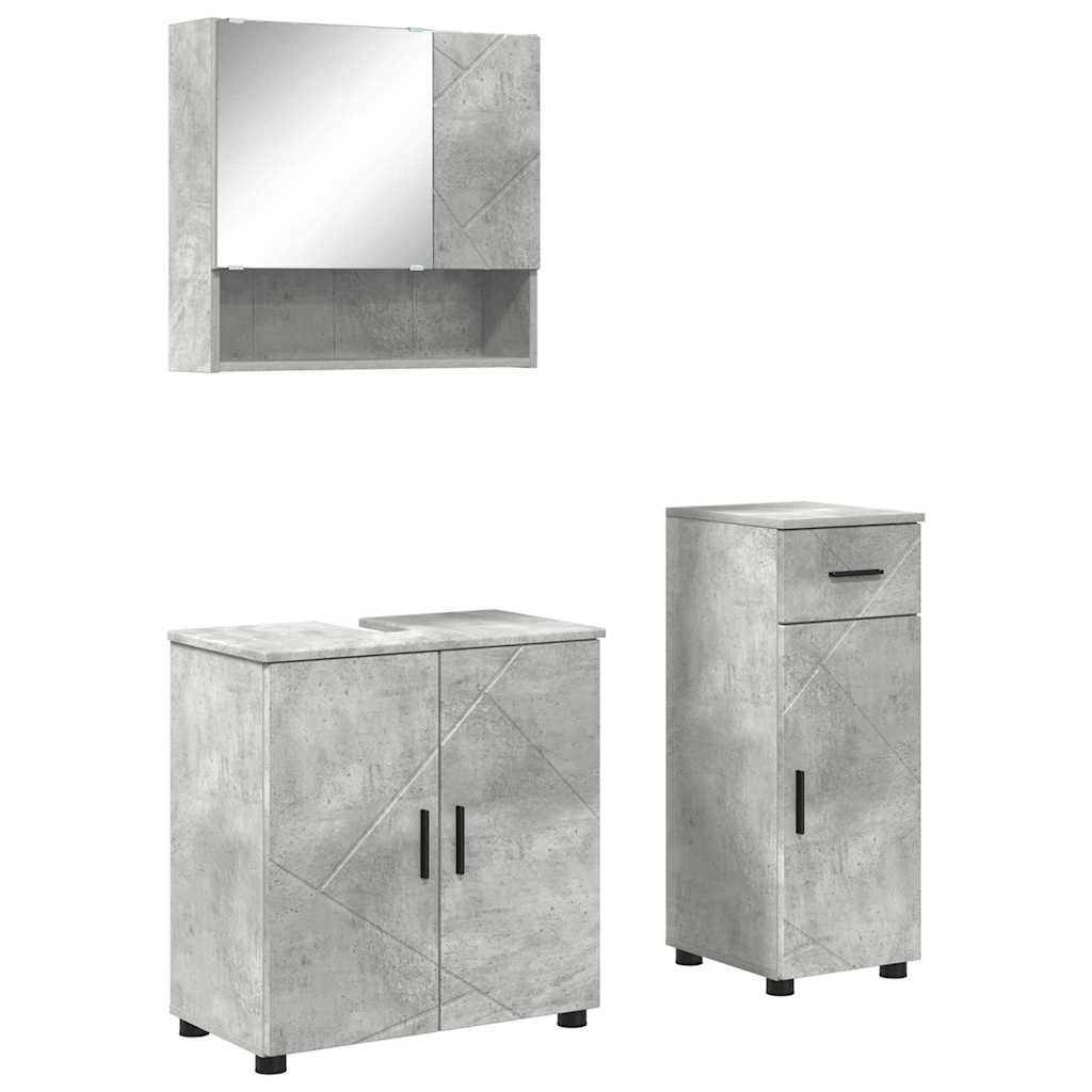 Badrumsmöbelset 3 st Betonggrå 61 x 35 x 64 cm