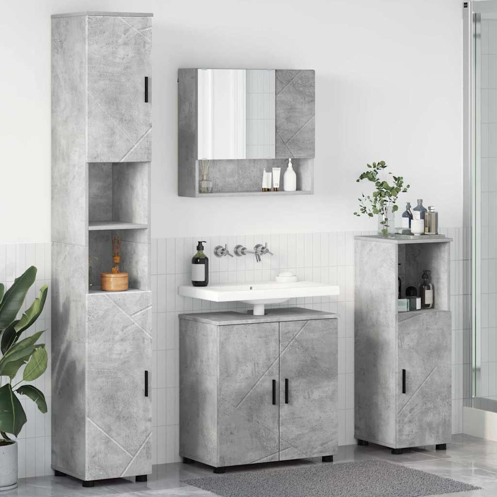 Badrumsmöbelset 4 st Betonggrå 61 x 35 x 64 cm