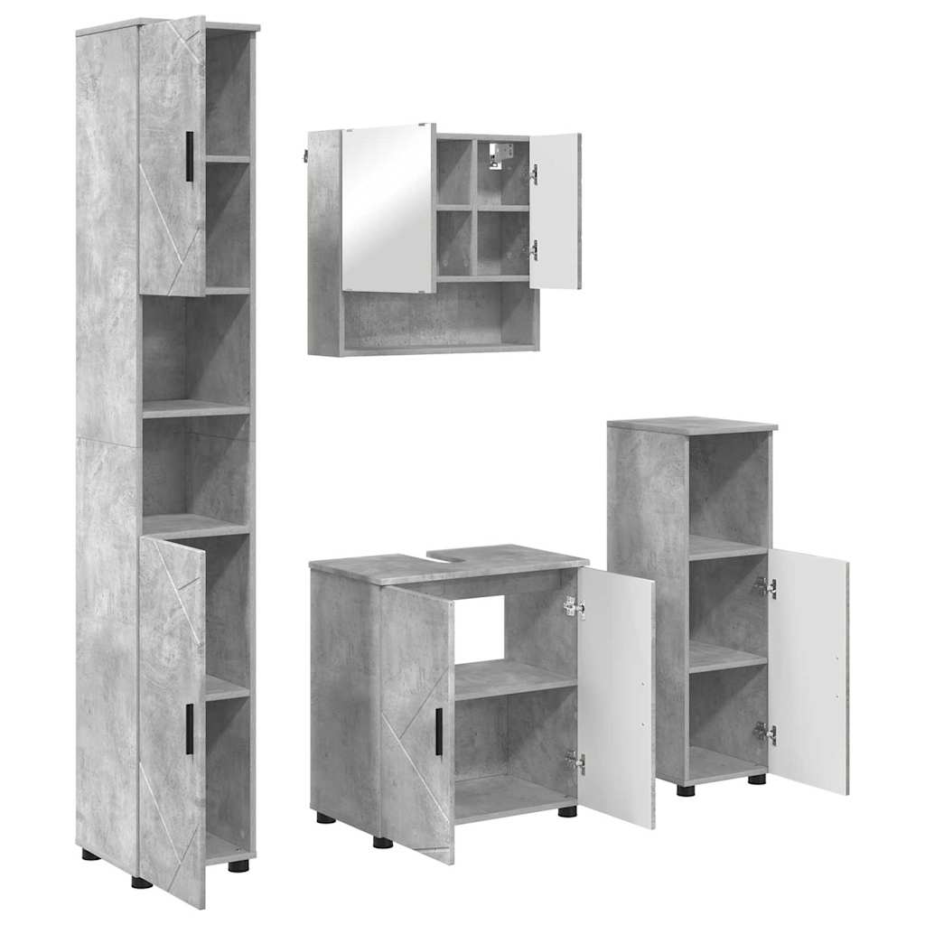 Badrumsmöbelset 4 st Betonggrå 61 x 35 x 64 cm