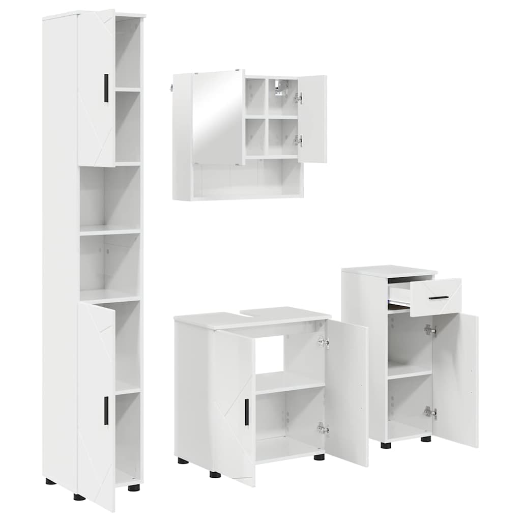 Badrumsmöbelset 4 st Högblanka vita 61 x 35 x 64 cm