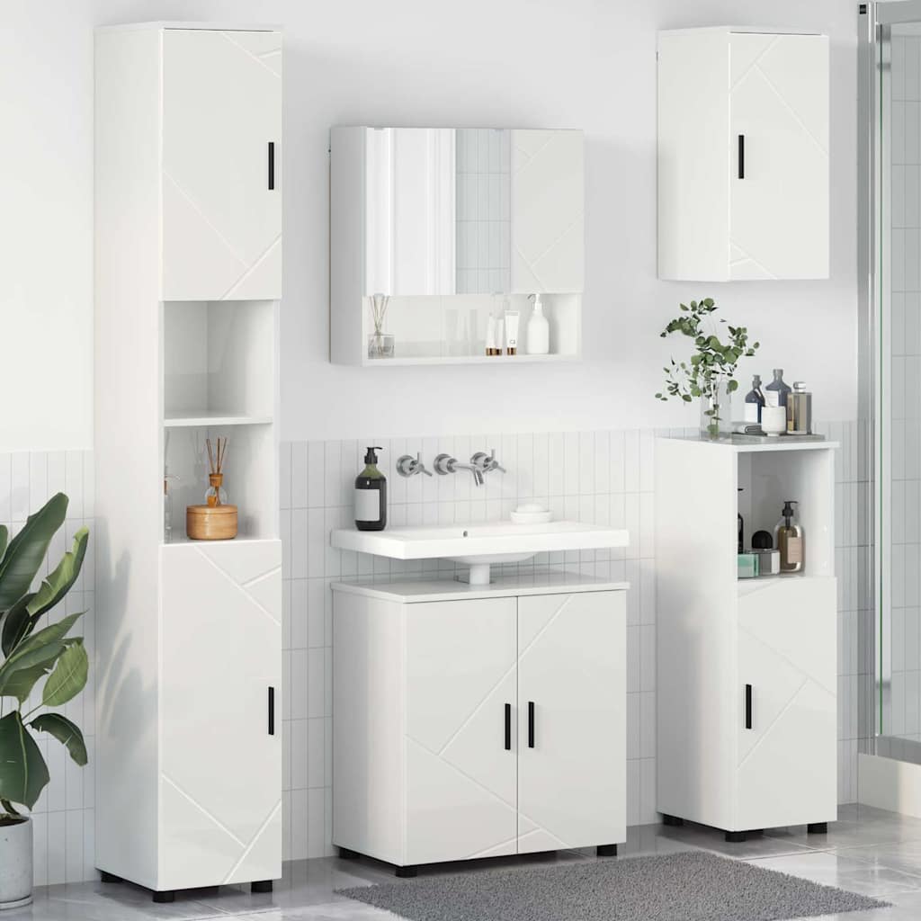 Badrumsmöbelset 5 st Vit högglans 61 x 35 x 64 cm