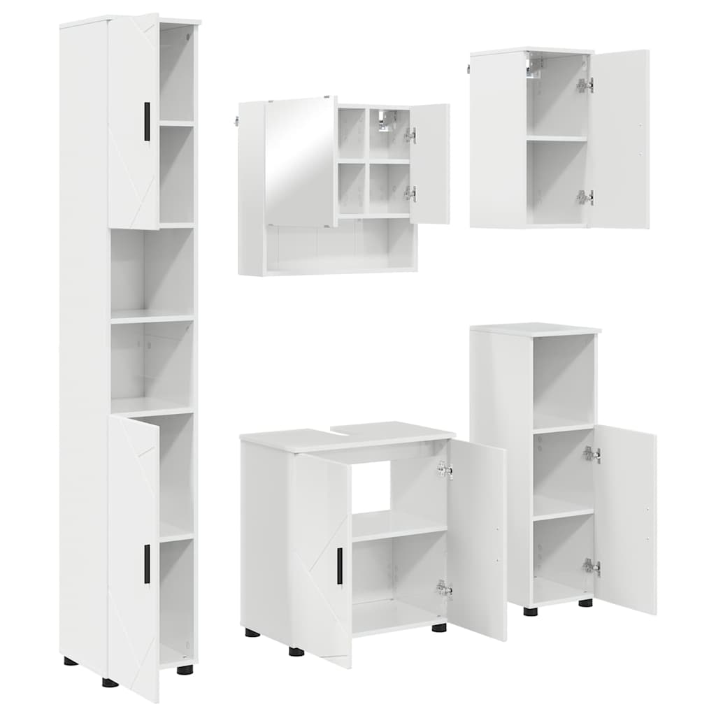 Badrumsmöbelset 5 st Vit högglans 61 x 35 x 64 cm