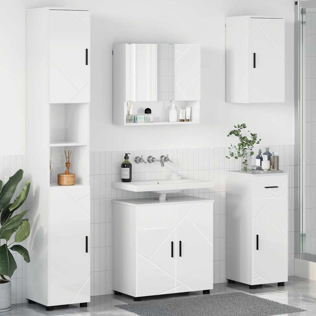 Badrumsmöbelset 5 st Vit högglans 61 x 35 x 64 cm