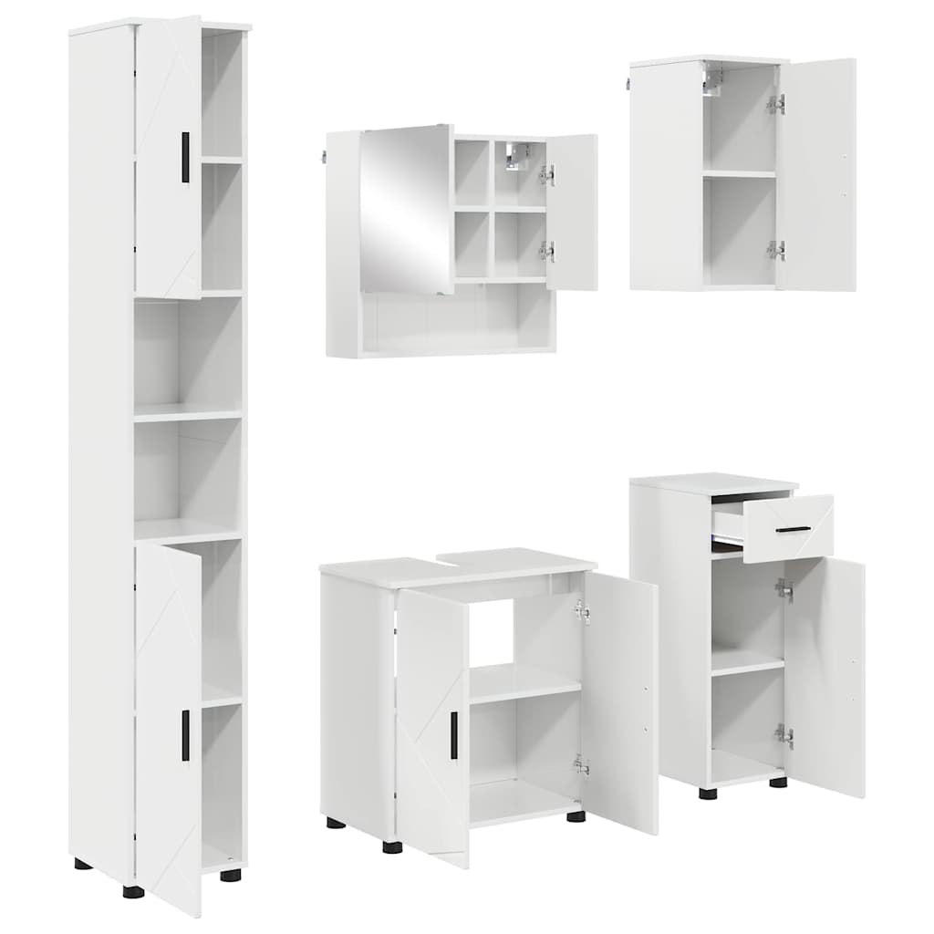 Badrumsmöbelset 5 st Vit högglans 61 x 35 x 64 cm