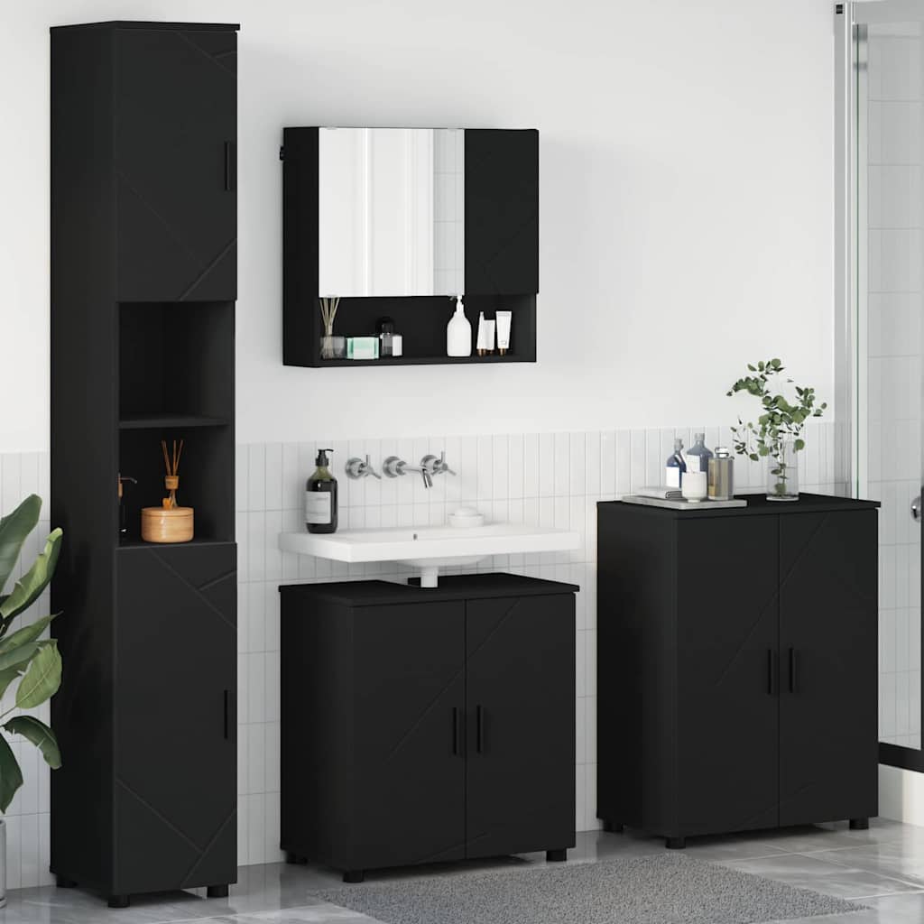 Badrumsmöbelset 4 st Svart 61 x 35 x 64 cm