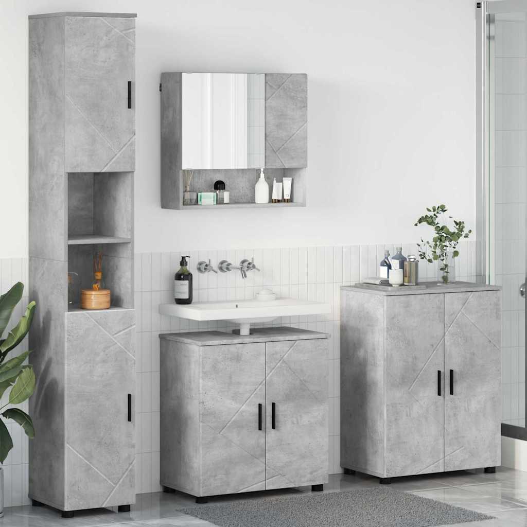 Badrumsmöbelset 4 st Betonggrå 61 x 35 x 64 cm