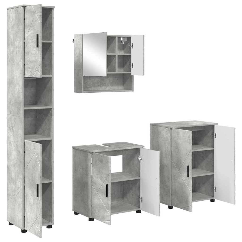 Badrumsmöbelset 4 st Betonggrå 61 x 35 x 64 cm