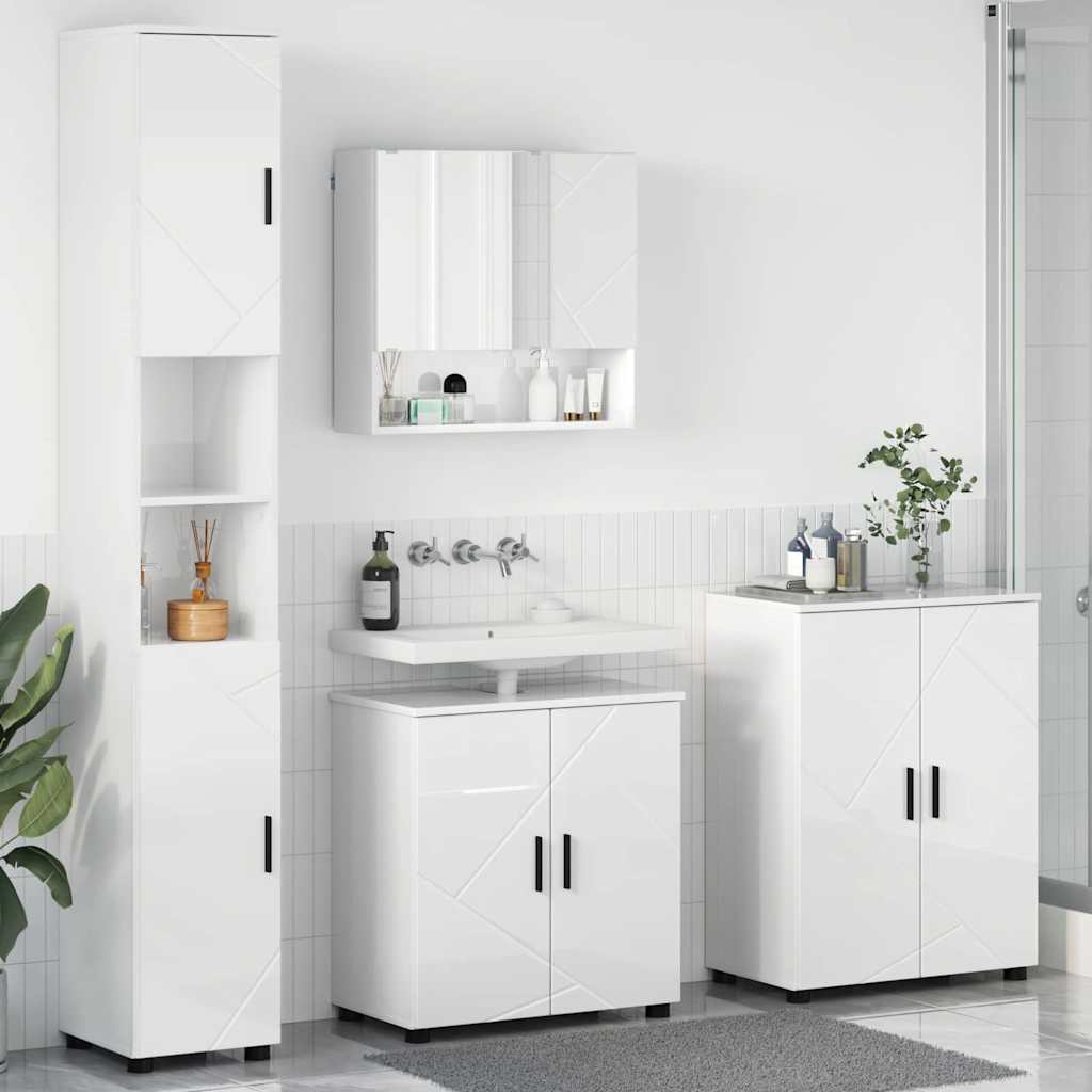 Badrumsmöbelset 4 st Högblanka vita 61 x 35 x 64 cm