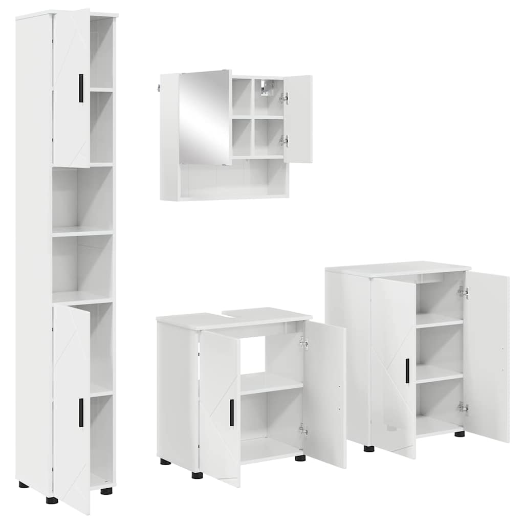 Badrumsmöbelset 4 st Högblanka vita 61 x 35 x 64 cm
