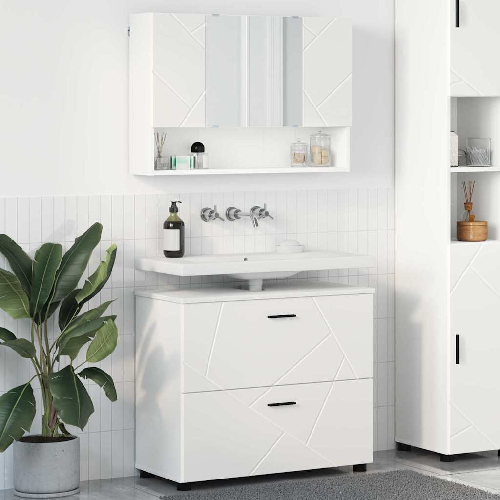 Badrumsmöbelset 2 st Vit 76,5 x 35 x 64 cm