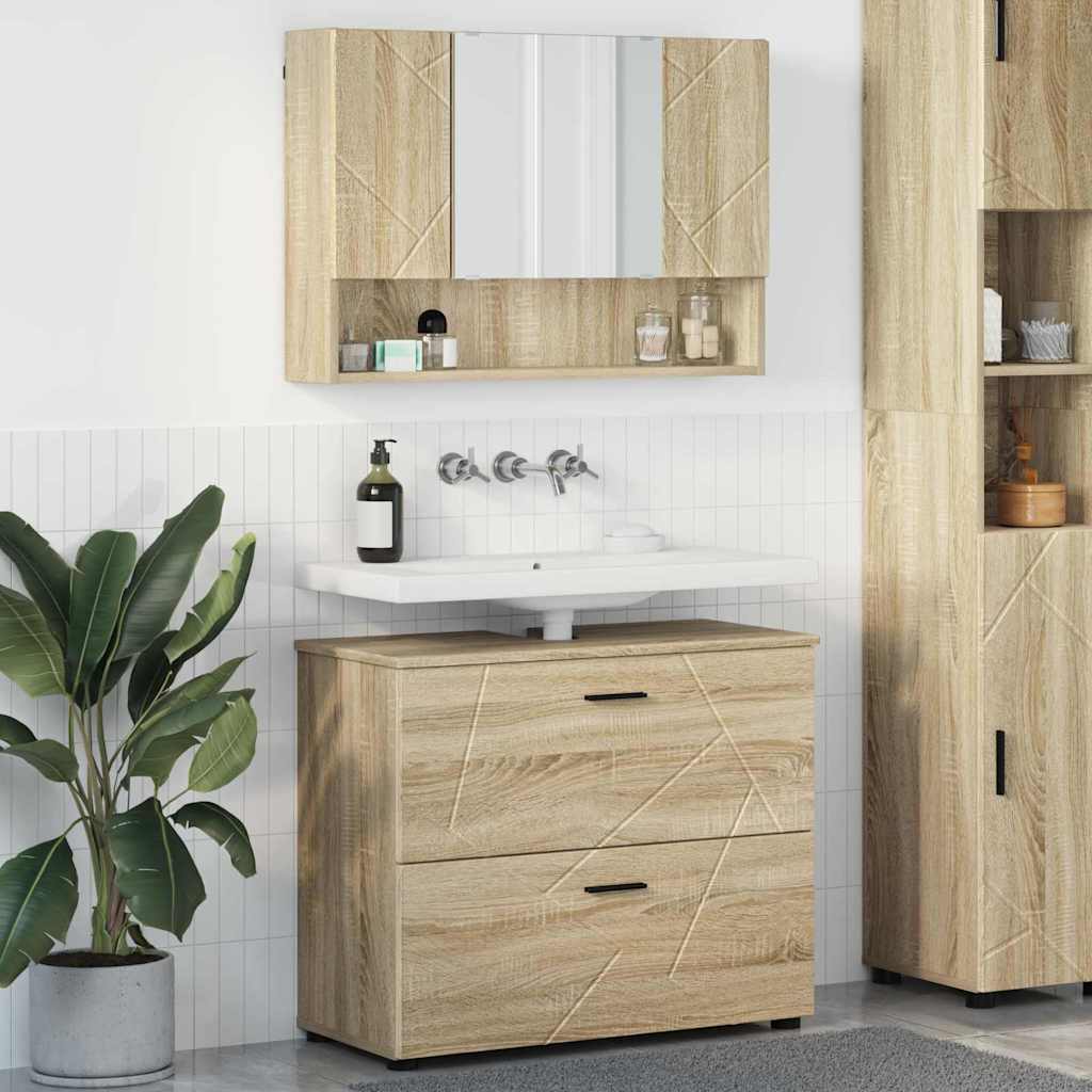 Badrumsmöbelset 2 st Sonoma-ek 76,5 x 35 x 64 cm