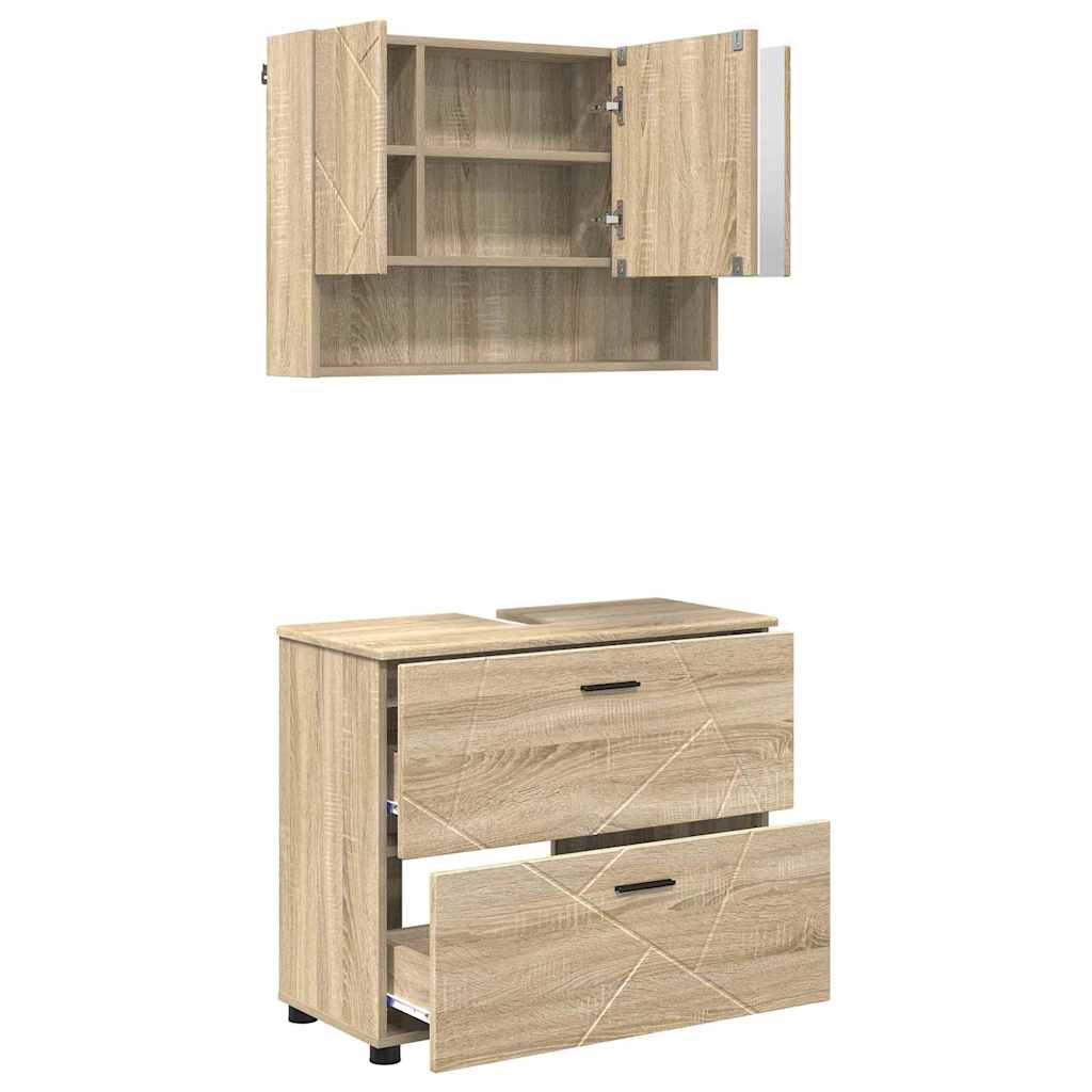 Badrumsmöbelset 2 st Sonoma-ek 76,5 x 35 x 64 cm