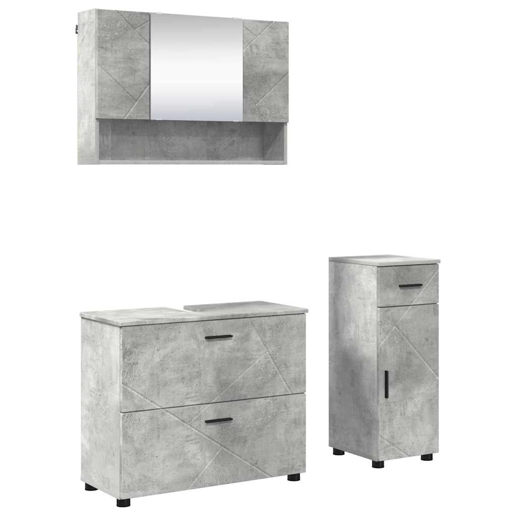 Badrumsmöbelset 3 st Betonggrå 76,5 x 35 x 64 cm