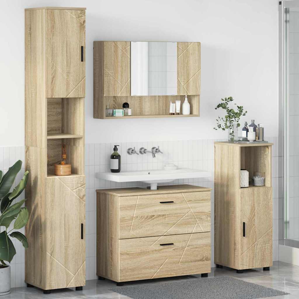 Badrumsmöbelset 4 st Sonoma-ek 35 x 30 x 192 cm